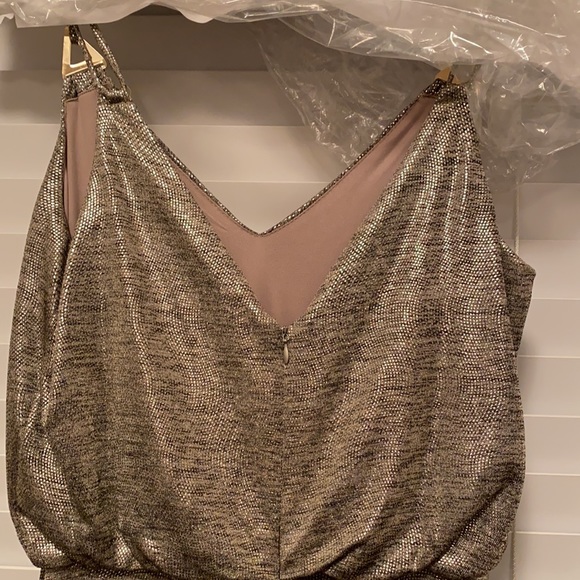 Full length gold/silver black Calvin Klein dress - Picture 4 of 5